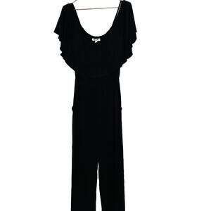 NWT BB DAKOTA Black Claudette Off Shoulder Oversized Jumpsuit Size Large